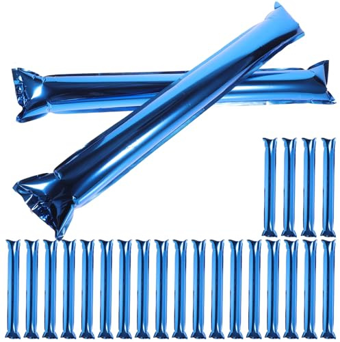 SUPVOX Inflatable Cheering Sticks Party Noise Makers 24pcs Blue Aluminum Film Long Clappers for Concerts Sports Events and International Tournaments Supporters