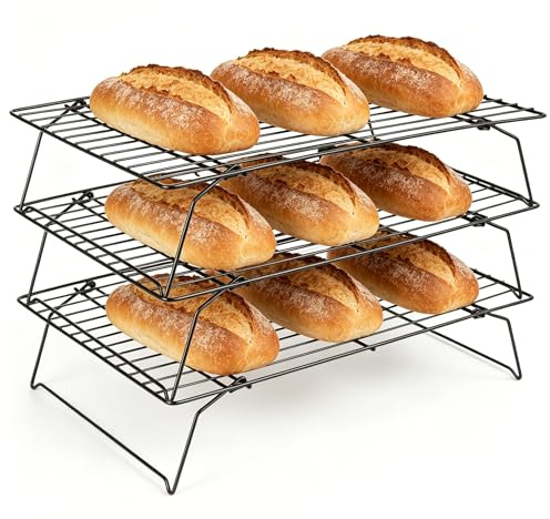 Xnqelerate 3er Abkühlgitter 40 x 25 cm, Klappbar Kuchengitter Auskühlgitter mit Antihaft Beschichtung, für Kuchen Grillen Kekse Plätzchen & Abtropfen