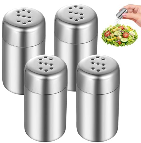 4 Stück Mini Salzstreuer Für Unterwegs,5ml Salzstreuer Klein Mit Deckel | Edelstahl Salz,Gewürzflaschen Reise,Mini Gewürzstreuer,Salz Und Pfefferstreuer Für Camping Restaurants Und Grill Im Freien