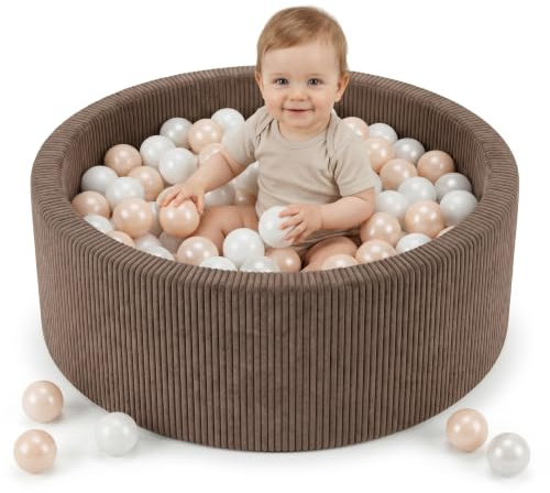 KiddyMoon Bällebad Für Kinder Aus Schaumstoff, 90 X 30 cm, Weicher Rippbezug, Abnehmbarer Bezug, Weiches Und Sicheres Spielzeug, Waschbar