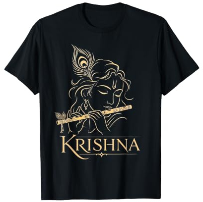 Krishna Flûte de Dieu Hindou en Plumes de Paon Cadeau de dévotion T-Shirt