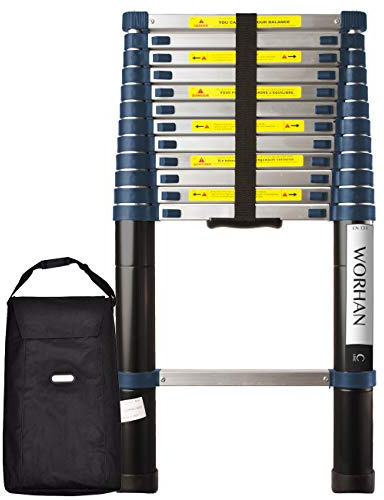 WORHAN Teleskopische 3.8m TELESKOPLEITER ALULEITER ANLEGELEITER ALULEITER ALU TELESKOP Leiter MULTIFUNKTIONS Leiter 380cm 1K3.8C+Bag