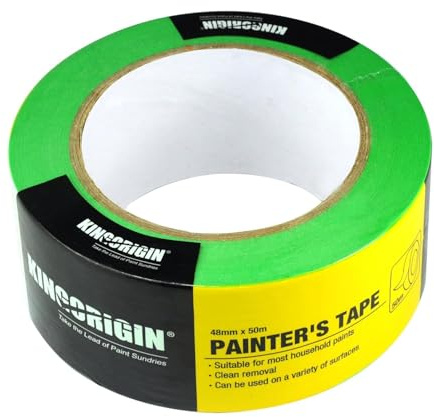 KingOrigin Masking Tape for Painting - 48mm X 50m Decorating Tape | Premium crepe paper masking tape, easy tear, residue-free removal, works with latex, acrylic, oil paint & clear varnish