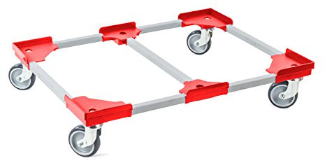 aidB Transportroller Variabel - 800x600-1x unterteilt - Gummiräder 4 Lenkrollen Rot