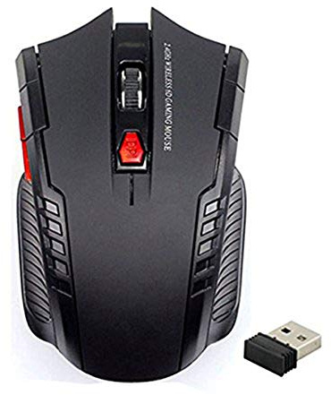Bruselas08 2.4Ghz Portátil Óptico Móvil Inalámbrico Gaming Mice Mouse con 6 Botones con Nano USB Receptor para Ordenador PC Laptop Office negro negro Mediano