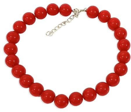 Caprilite Gargantilla grande de perlas de imitación gigantes de 18 mm, estilo vintage, color rojo