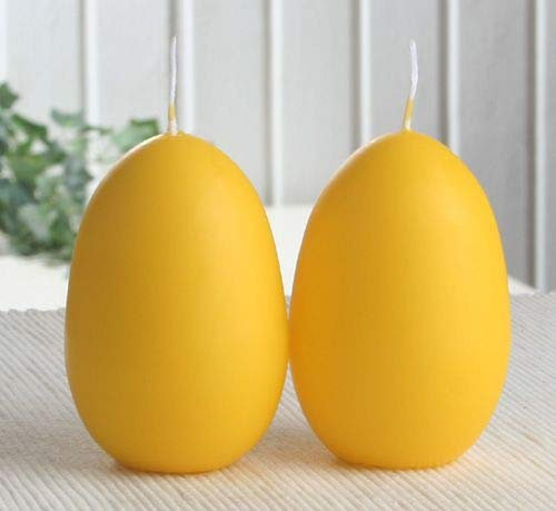 CandleCorner 2er-Set Eikerze, mittel, Größe 2, ca. 9 x 6 cm, zitronengelb