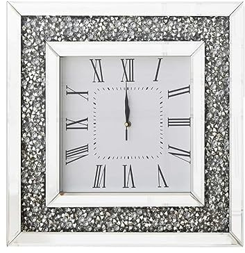 Amazing Gift Wanduhr, lose Diamanten, Vintage-Stil, Kristall, zerkleinerter Diamant, Spiegeljuwel, römische Wanduhr für Zuhause, Büro, Wohnzimmer, Büro, Café, Hotel, Dekoration, 30 x 30 cm