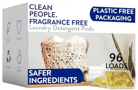 Clean People Laundry Washing Capsules - Recyclable Packaging, Hypoallergenic, Stain Fighting - Ultra Concentrated, Laundry Soap - Fragrance Free, 96 Pack