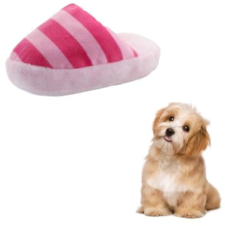 FuninCrea Juguete de Peluche para Perros, Bonitas Zapatillas de Casa Juguetes Interactivos, para Perros Medianos y Cachorros Juguete para Morder para Reducir el Aburrimiento (Rosa)
