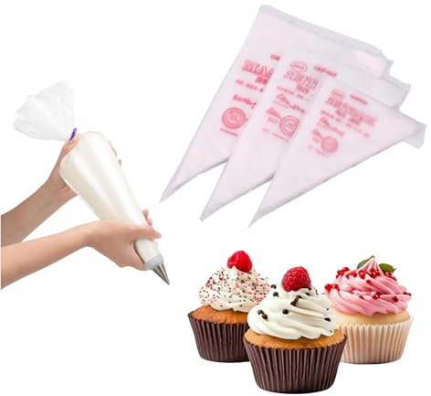 100 Stück Einweg Spritzbeutel (Groß 24 x 35 cm) Einwegspritzbeutel, XXL Einweg Spritztüten, Spritzsack für Torten, Cupcakes und Kuchen - Ohne Tüllen, 3 Verschiedene Größen - Disposable Piping Bags