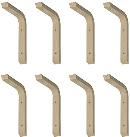 siwitec Schichtholzkonsole 250 x 300 x 28 mm aus Buche im 8er-Set, Regalwinkel aus Holz