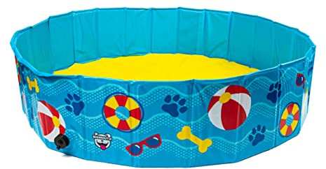 Foldable Dog Pool Collapsible Hard Plastic Pet Swimming Pool Portable Dog Bath Tub Kiddie for Small Medium Dogs Cats Kids 47 Patterned Color