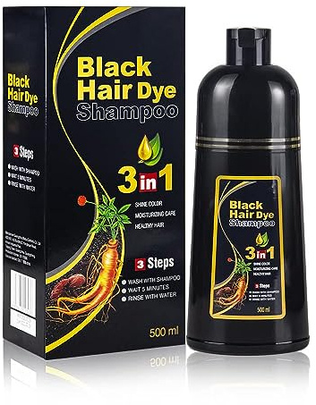 BELEZALIB Instant Black Hair Dye Shampoo for Women Man Hair Color Shampoo for Gray Hair - 100% Gray Coverage - Natural Plant Hair Dye 3 in 1, 16.9Fl OZ