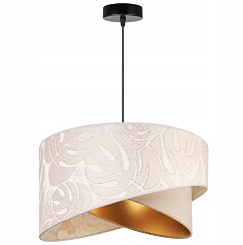 Light-Home Milan Lampenschirm Hängelampe Hängeleuchte - Deckenlampe Industrial für Wohnzimmer Schlafzimmer Esszimmer - Pendelleuchte aus Metall mit Lampenschirm Velours - Beige Monserta - Schwarz