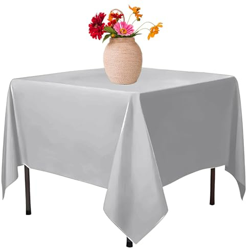 Elegant Event Essentials-Polyester Square Table Plain Cloth/Cover – For Home Décor Wedding Parties Dining Table Cafe Restaurant & Banquet- Stain & Wrinkle-Free-Washable 54 x 54 Inch Grey