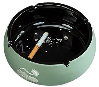 SPXTOM Tragbarer, dekorativer moderner Aschenbecher, Aschenbecher aus Keramik, abgerundet for Bürotisch-Bettkopf, leicht zu reinigen (Color : Black)