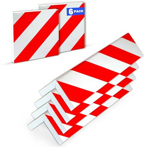 Protector Columnas Garaje | 6 Unidades | Protector Parking, Protector Esquinas Reflectante, Protector Puertas y paragolpes Coche (4 Unidades 40x20x2cm + 2 Unidades 20x20x2cm) (Rojo)