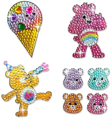 StickerBeans® Rhinestone Stickers – Care Bears 2 Sticker Pack, 2” x 2” Each, Unique Sparkly Cut-to-Shape for Collecting, Trading, Decorating Laptops, Phone Cases, Scrapbooks
