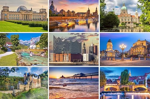 Postkarten-Set Deutschland - 9 Ansichtskarten / Grußkarten / Karten | Bilder Fotos aus Hamburg Berlin Dresden Hannover Nürnberg Berchtesgaden (Bayern) Usedom (Ostsee) Burg Eltz (Rheinland-Pfalz)