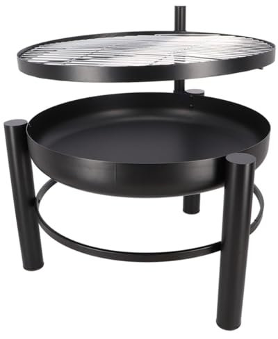 Rivanto® Feuerschale mit Grill L 66 x T 78 x H 69 cm Feuerstelle mit Grillrost Lagerfeuer