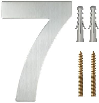 Queenbox Numeri civici in Acciaio Inossidabile da 7,87 Pollici, Numero civico Galleggiante in Metallo Numeri civici con indirizzo Moderno per Cassetta Postale per Porta di casa, Argento 7
