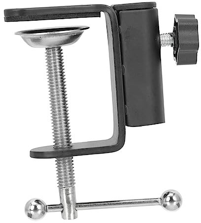 Levemolo Metal Microphone Base with Adjustable Table Clamp Secure Mic Stand Holder for Desktop Use School and Public Events