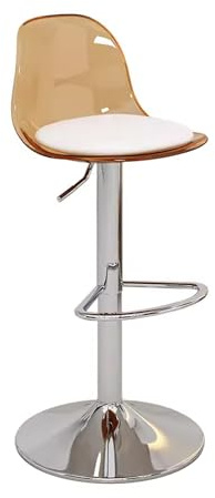 CUILING Barhocker Höhenverstellbar 360° Schwenkbar mit Lehne und Fußstütze, Acryl mit Standfuß, Design Bistrohocker Hoch Barhocker Gepolstert (Gold)