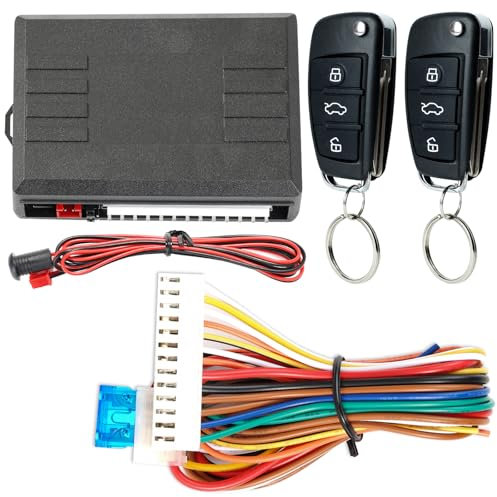 XUKEY Auto Zentralverriegelung Universal Keyless Go Nachrüsten Schlüsselloses Zugangssystem Auto Türschloss Keyless Entry System mit 2 Fernbedienung Kit