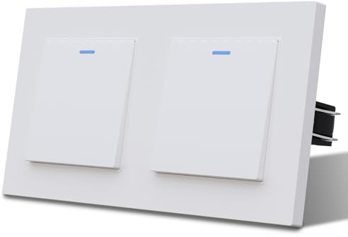 MVAVA Interruptor pared con Mate,Interruptores de luz con Garfio,Basculante Con Pilotitos LED,Fácil Instalación,1 Gang 1 Vía,157mm Blanco