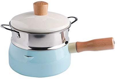 XUEXUDO Pentola per zuppa Padelle per induzione Pentole con Coperchio Pentola per Latte Pentola Antiaderente Pentola per Alimenti complementare per Bambini Porridge con vaporiera