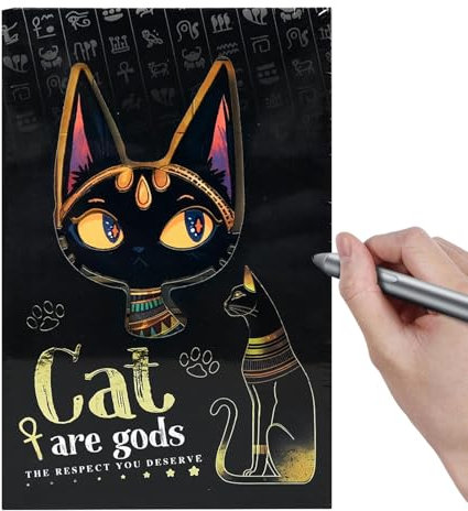 MWZBTG Süßes Katzen-Spiral-Notizbuch, Katzen-Notizbuch für Katzenliebhaber - Schwarzes Spiral-Tagebuch mit Tiermotiv,Schönes Schulheft mit Tiermotiv für die Ägyptische Themenserie. Schreibheft