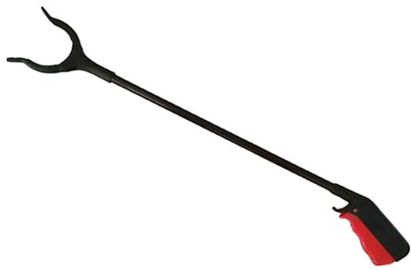 Langer Müllgreifer aus Edelstahl, Schwarz, Ergonomischer Griff | Abfallgreifer für Außenreinigung, Rutschfestes Design, für Senioren Geeignet