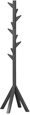 Coat Rack Stand | Freestanding Wooden Coat Rack with 9 Hooks | Sturdy Coat Tree for Hallway, Entryway, Bedroom | Easy Assembly Coat Hanger for Hats, Handbags, Clothes, Purse, Umbrella. (Anthracite)