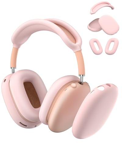 Coque de protection en silicone pour écouteurs Airpods Max USB-C/Lightning, accessoire AirPods Max, coque pour oreillette/coque/bandeau en silicone souple (Rose)