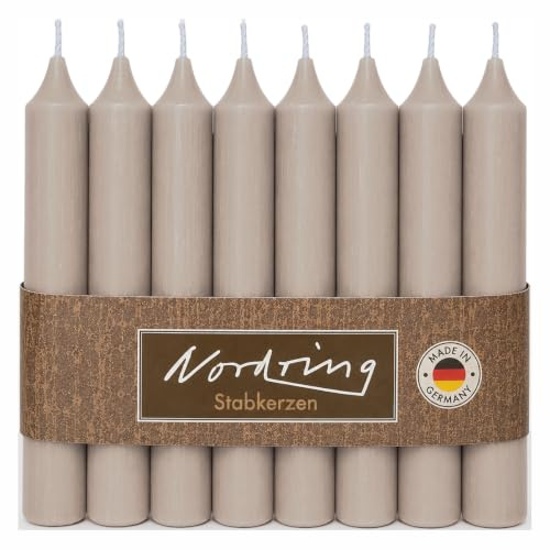 Nordring 8 Stabkerzen Rustik sahara 2,2 x 18 cm hoch durchgefärbt RAL-zertifiziert