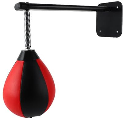 Punchingball Geschwindigkeitsball Leder Boxen, Boxbirne Mit Standfuß, Boxing Reflex Ball Mit Verstärkter Feder, Boxball Für Zuhause, Wandhalterung Punching Reflex Trainingsball