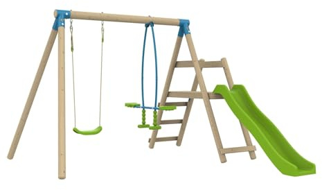 Station ARBOUSIER balançoire - vis-à-vis - Toboggan - kit d'ancrage - Bois FSC® h190 cm