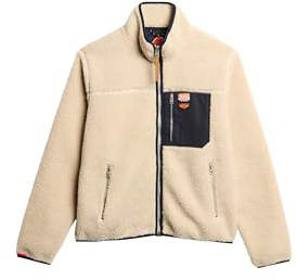Superdry Hombre Chaqueta Polar Vintage Retro Con Cremallera Completa, Oatmeal Beige, XL