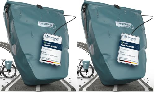 Büchel Fahrradtasche für Gepäckträger I 25.4 L - 100% Wasserdicht I mit Tragegriff und Schultergurt I fahrradtasche gepäckträger, gepäckträgertasche, Fahrrad Taschen hinten (Packung mit 2)