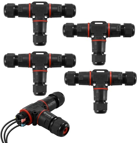 4 Stück Kabelverbinder Wasserdicht 3 Polig，Kabelverbinder Wasserdicht für Ø5-12 mm Kabeldurchmesser，Erdkabel Verbinder IP68 ，Verbindungsbox Abzweigdose Für Garten, Außenbereich, Boden, Dach