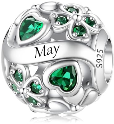 ChenYuTe 925 Pierre Pendentif en Argent de Naissance, Charm Porte-Bonheur Trèfle à Quatre Feuilles Ajouré, Cadeau d'Anniversaire ou Fête pour Femme