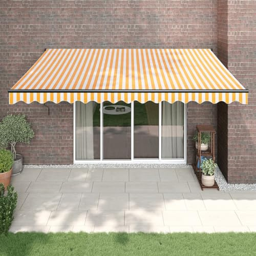 Gecheer Tenda Sole Automatica Retrattile Gialla e Bianca 4x3 m,Tenda,da Sole,Retrattile,Tenda da Sole per Balcone,Esterno,Patio,Tenda Balcone,Tenda Esterno Sole,Tenda da Sole a Muro,P3154508