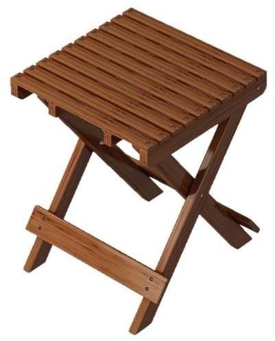 Klapphocker für den Außenbereich, tragbarer Stuhl aus Massivholz, kompakter faltbarer Campinghocker, kleine Reisefußstütze, leichter Sitz für Picknick, Angeln, Wandern, 10,24 x 9,84 x 11,02 Zoll(Teak)