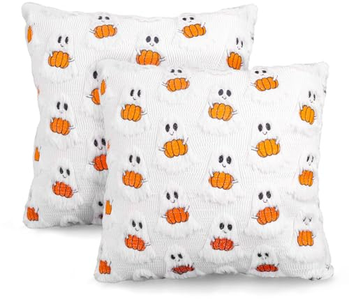 GADITIEK 2 Stück Halloween Kissenbezug 45 x 45 cm, Lustig Geister Deko Halloween Kissen Herbstdeko Innen, Halloweens Zimmer Deko Aesthetic Bettwäsche Aesthetic Decor (Geisterkürbis)