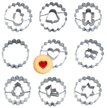 YUVKIN 9 Pezzi Formine Biscotti Natale in Acciaio Inox, Piccoli Tagliabiscotti per Pasta, Biscotti e Fondente (Piccoli)