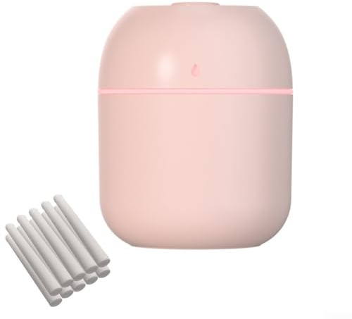 Zilimontt Humidificateur portable en forme de goutte d'eau silencieux avec USB de bureau et technologie d'atomisation d'air pour la maison et le bureau, comprend 10 cotons-tiges (rose)