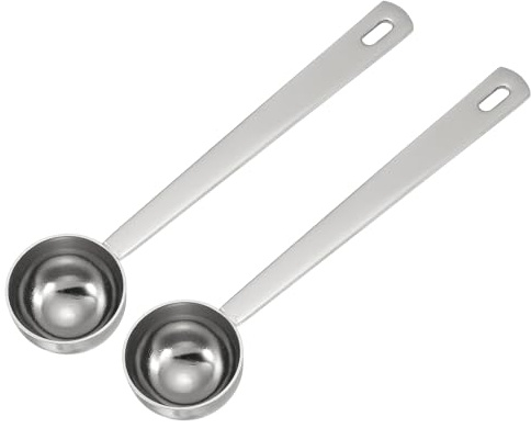 QUARKZMAN 2 Cucchiai Dosatori, 10ml Cucchiaio Da Tavola A Manico Lungo Cucchiaino Da Caffè Per Caffè Macinato Tè Zucchero Cucina Cottura, Argento