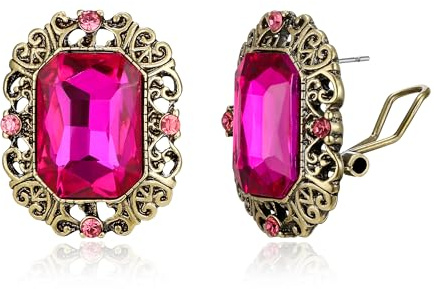 EVER FAITH strass-örhängen viktoriansk vintage stil fyrkantig kristall konst déco gotiska smycken örhängen för kvinnor, M, Kristall, Ingen ädelsten