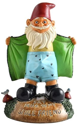 Sexy Zwergenstatuen, 5, 9-Zoll-Harz, lustige Gartenzwerge, vollfarbig, sagen Sie „Hallo zu meinem kleinen Freund, wiederverwendbare freche Zwerge, für Zwergenliebhaber, Rasen, Hof, Veranda, grün, f